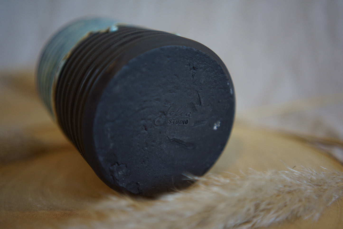 Vase Gletscherblau Riffel BLACK