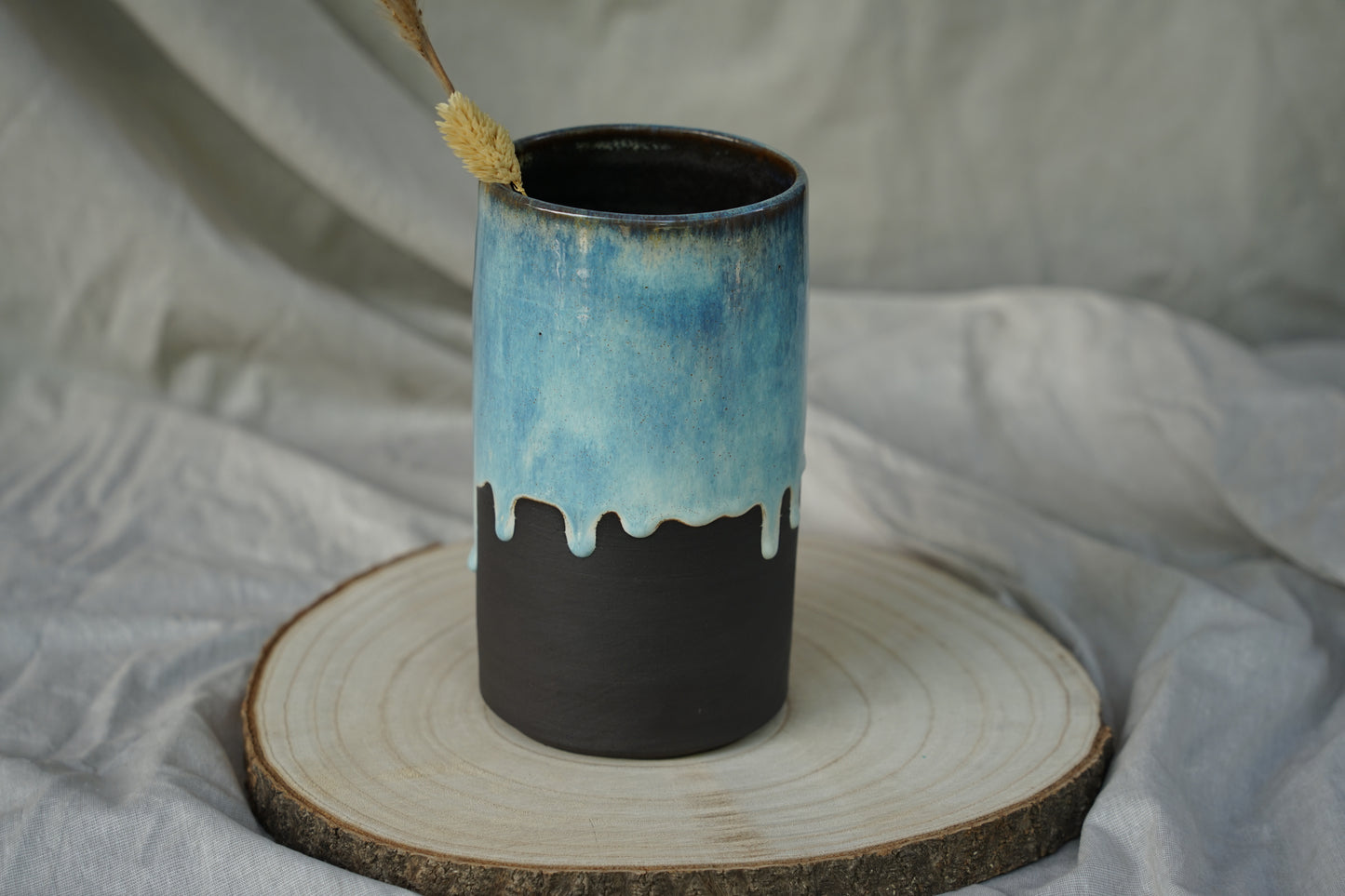 Vase Schwarz Gletscherblau B-Ware