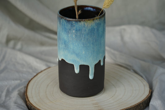 Vase Schwarz Gletscherblau B-Ware