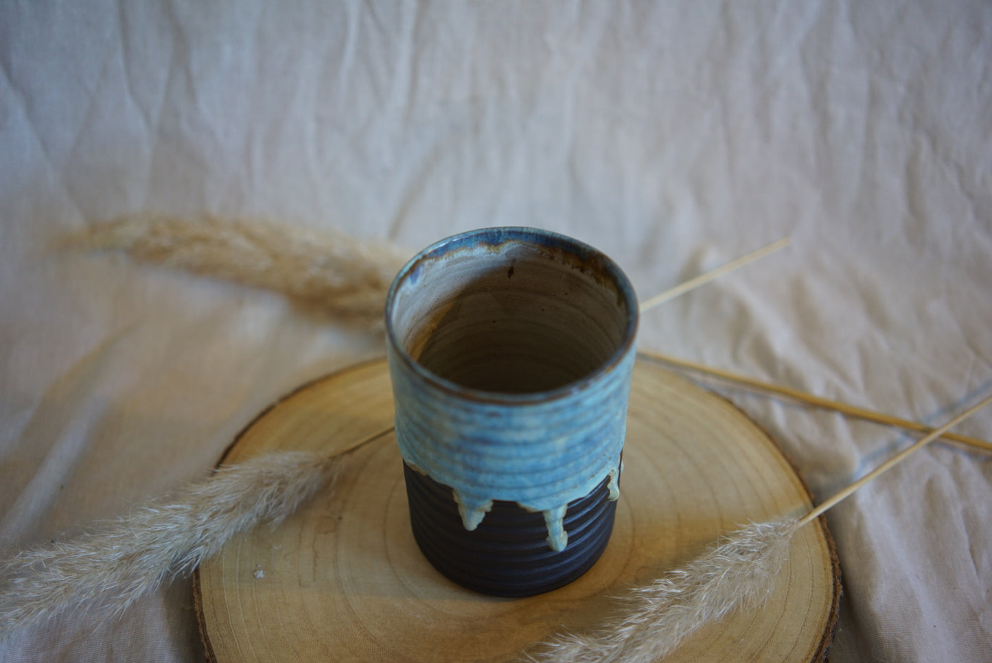 Vase Gletscherblau Riffel BLACK