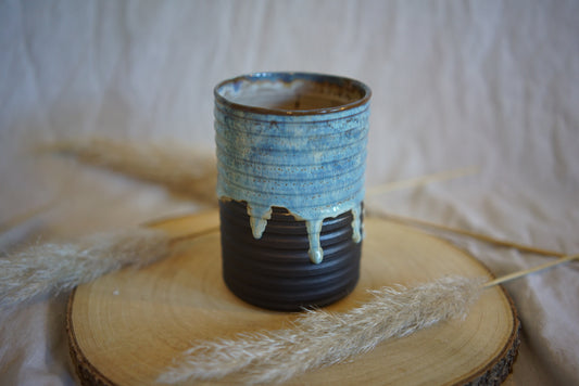 Vase Gletscherblau Riffel BLACK